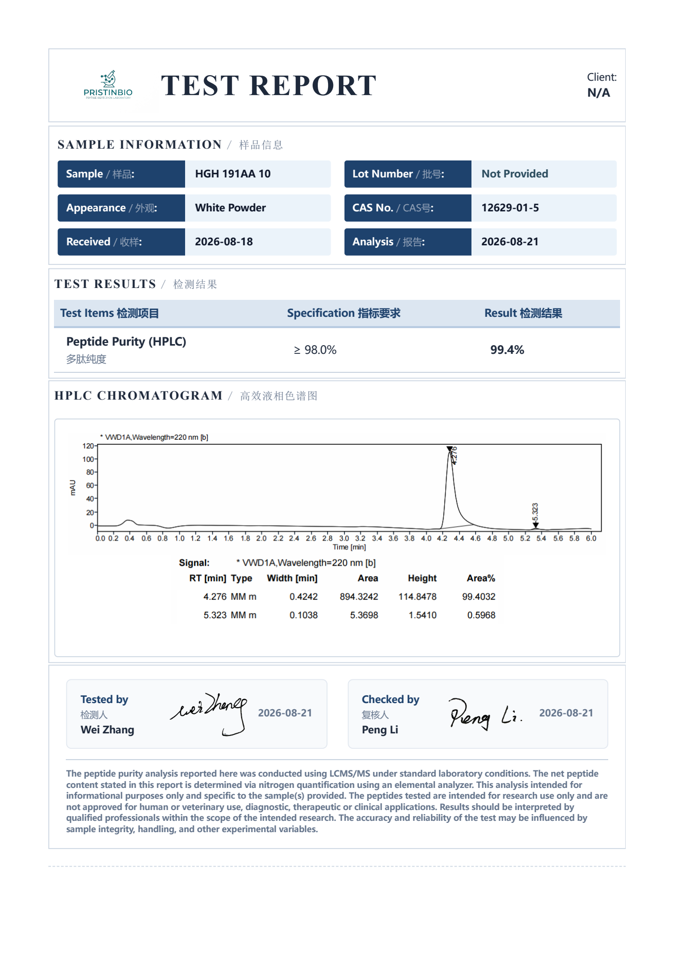 Preview of HGH 191AA 10 — test report